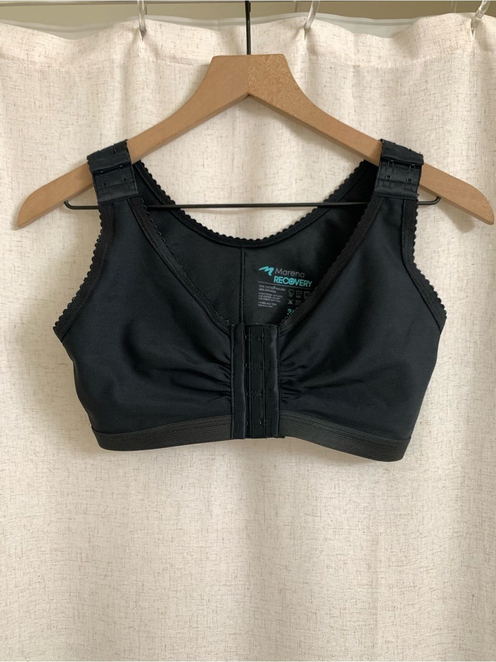 Marena Recovery Front and Shoulder Closure Support Bra in Black Size 34 / 36